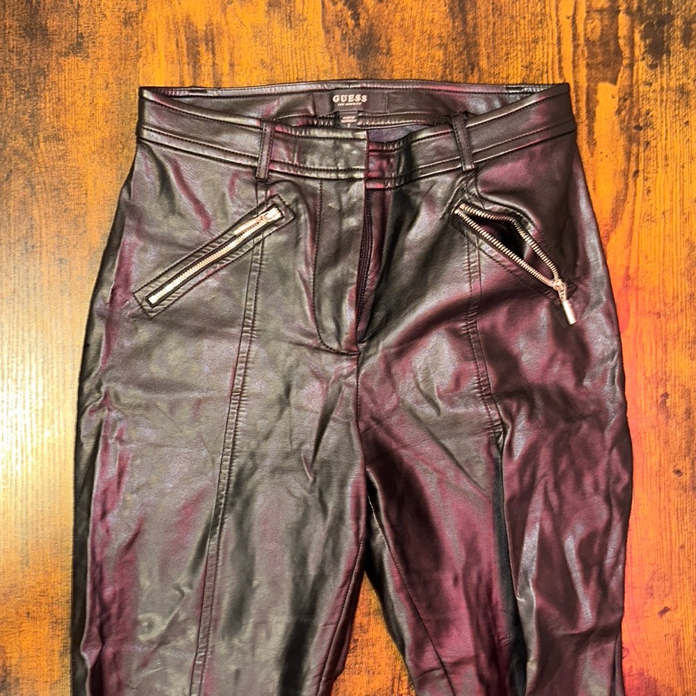 Guess Faux Leather Black Pants Size 2